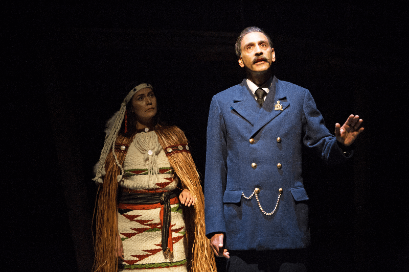 Stratford Festival, Quelemia Sparrow as T.S. and Omar Alex Khan as William Hopkinson in The Komagata Maru Incident. Photography by Cylla von Tiedemann.