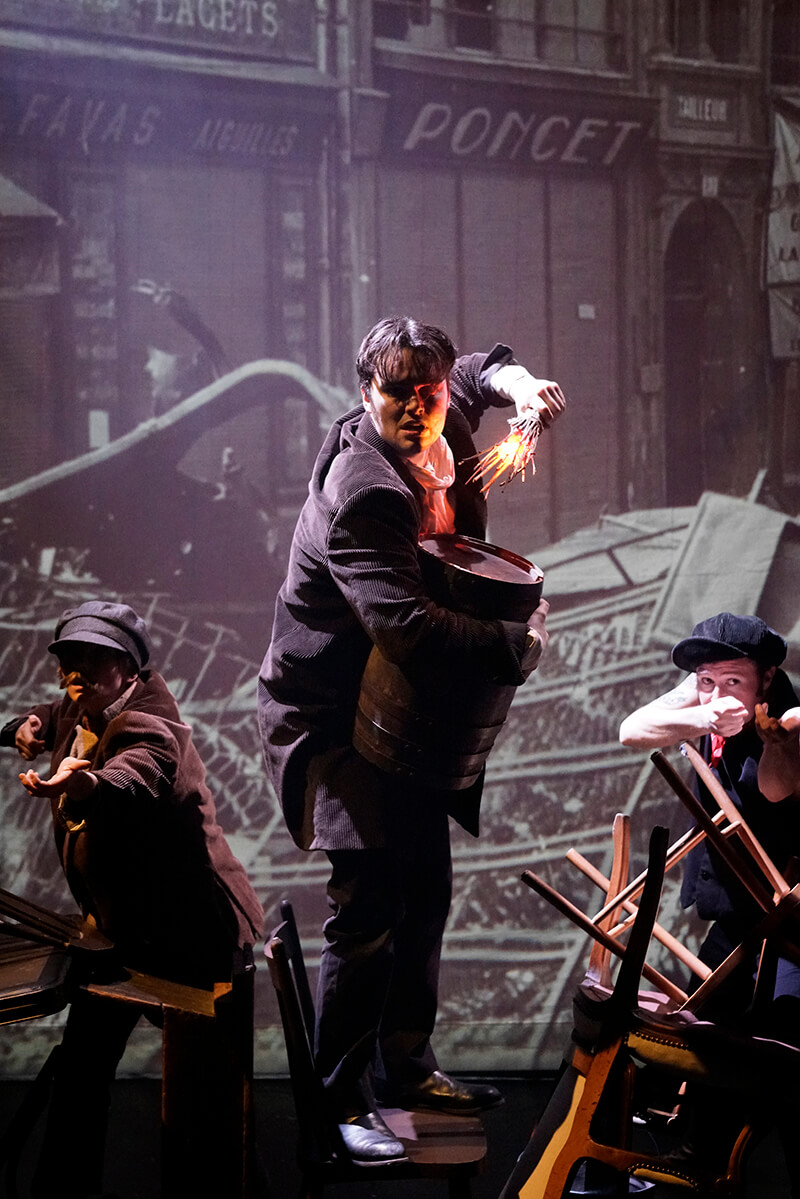 Les Misérables - Nina Gilmour (Enjolras), Benjamin Muir (Marius), Daniel Roberts (Courfeyrac) - photo by Elisa Gilmour (1)